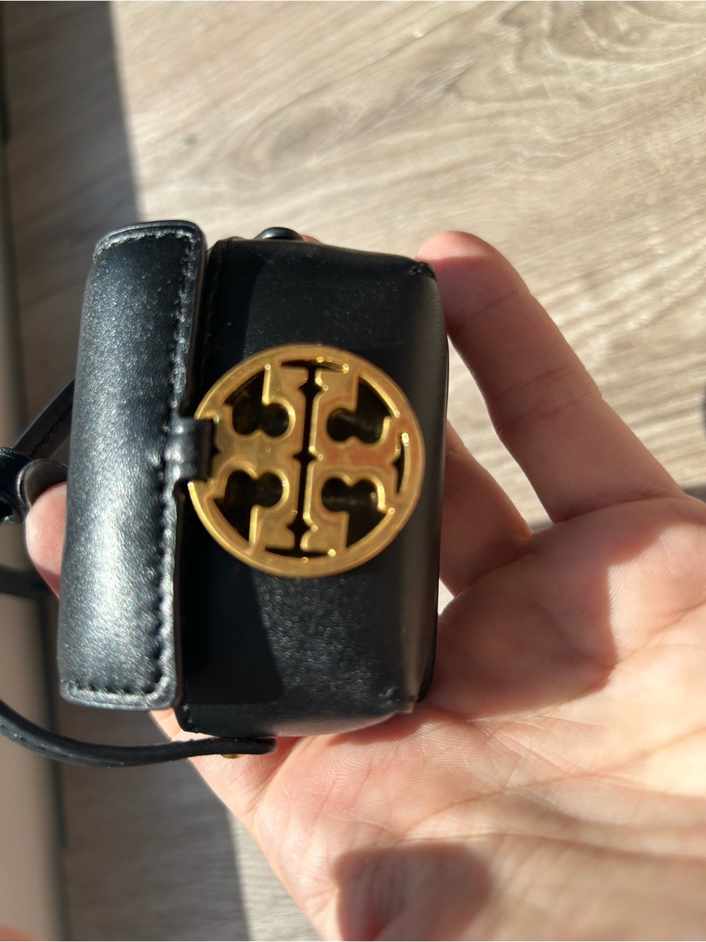 Tory Burch Black Leather AirPod Pro Case Holder - Picture 4 of 9